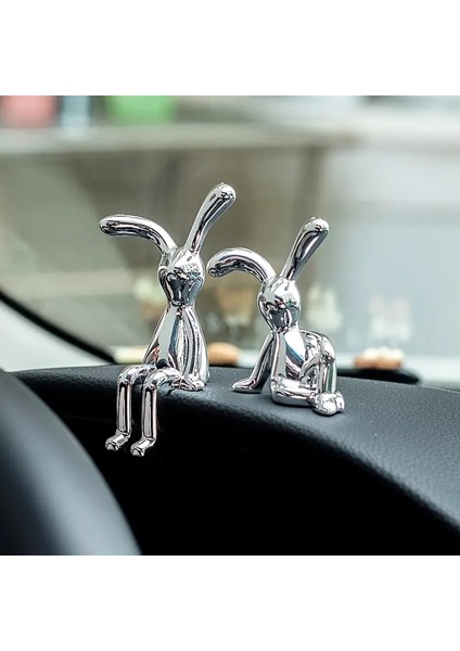 2 Adet Oturan Tavşan Heykeli, Seramik Heykel, Ev Dekoru, Soyut Hayvan Heykeli, Sehpa, Ofis, Ev Yatak Odası, Giriş Dekoru Için Rafta