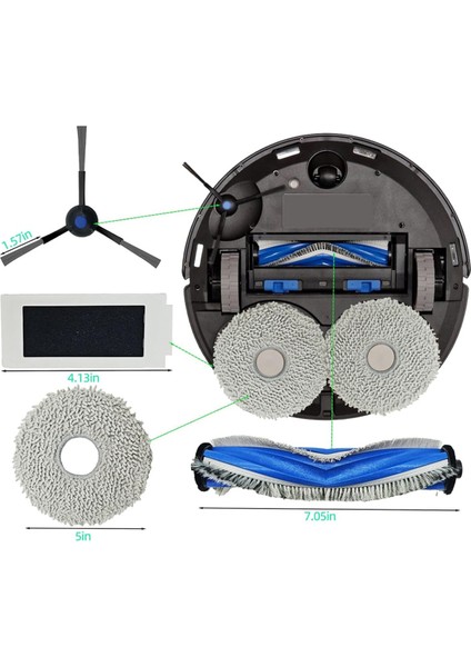 M12 Pro+ Robot Süpürge Ana Yan Fırça Hepa Filtre Paspas Pedi Toz Torbaları Yedek Aksesuar Seti (Yurt Dışından) modelleri