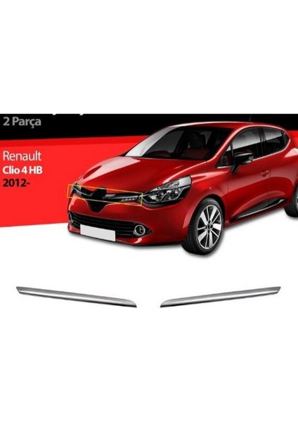 Renault Clio-4 2012-2019 Krom Ön Panjur 2 Parça Paslanmaz Çelik
