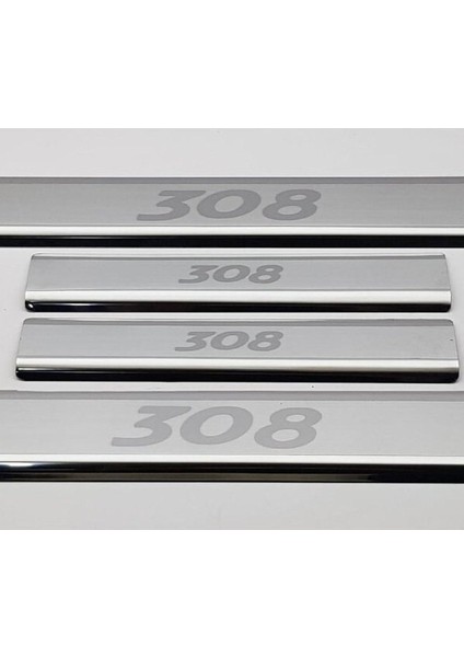 Peugeot 308 Krom Kapı Eşiği 4 Parça Paslanmaz Çelik