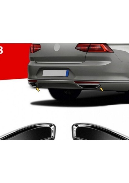 Volkswagen Passat B8 2014-2019 Krom Egzoz Difizör 2 Parça Paslanmaz Çelik