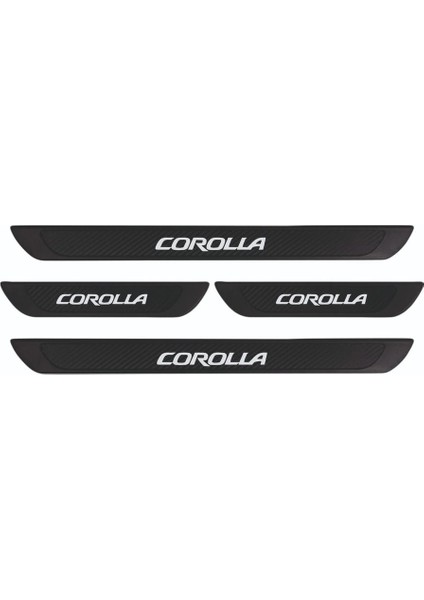 Toyota 2002-2006 Corolla Old Karbon Kapı Eşiği 4 Parça Krom Yazılı