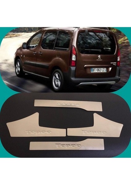 Peugeot Partner Tepee 2008-2012 Krom Iç Kapı Eşiği 4 Parça Paslanmaz Çelik