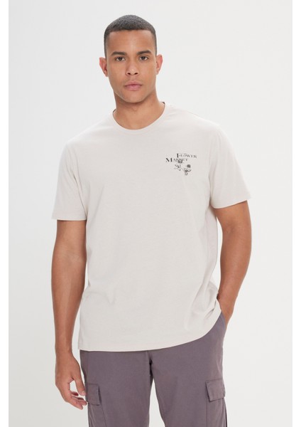 Comfort Fit Rahat Kesim %100 Pamuk Bisiklet Yaka Tişört