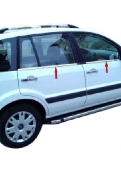 Ford Fiesta 2002-2003-2004-2005-2006-2007-2008 Krom Cam Çıtası 4 Parça Paslanmaz Çelik Uyumlu