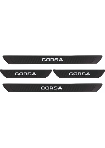 Opel 2000-2006 Corsa C Old Karbon Kapı Eşiği 4 Parça Krom Yazılı