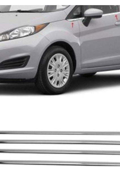 Ford Fiesta 2009-2010-2011-2012-2013-2014-2015 Krom Cam Çıtası 8 Parça Paslanmaz Çelik