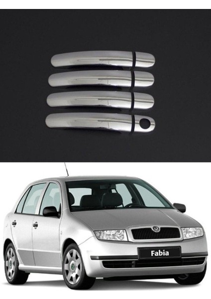 Skoda Fabia 2000-2007 Krom Kapı Kolu 4 Kapı Paslanmaz Çelik