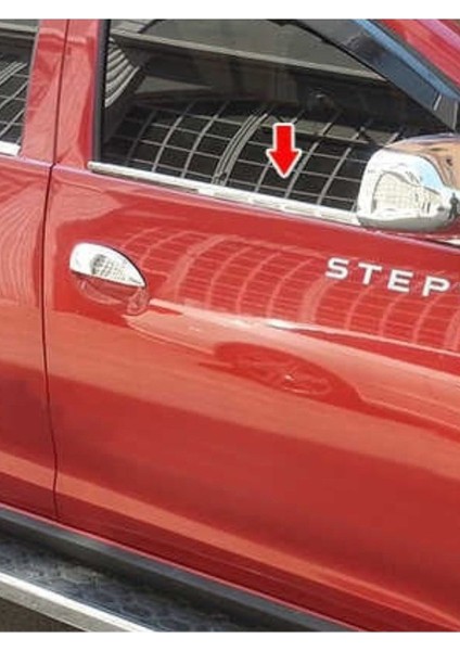 Dacia Sandero Stepway 2013-2014-2015-2016-2019-2020 Krom Cam Çıtası 4 Parça Paslanmaz Çelik