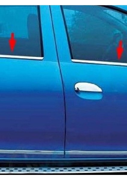Dacia Sandero Stepway 2013-2019 Modeller Arası Krom Cam Çıtası 4 Parça Paslanmaz Çelik