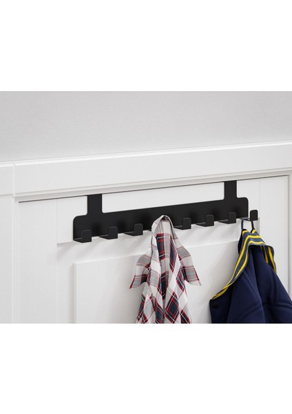 kapı arkası Askılık - Siyah, Paslanmaz Metal, Çizilmeye Karşı Dayanıklı, Parmak İzi Tutmaz, 8 Kancalı Askı fiyatları