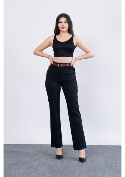 Boru Paça Kemerli Smart Pantolon 3989