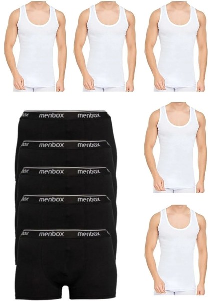 10 Parça Atlet ve Boxer Takımı 5 Siyah Boxer 5 Beyaz Atlet