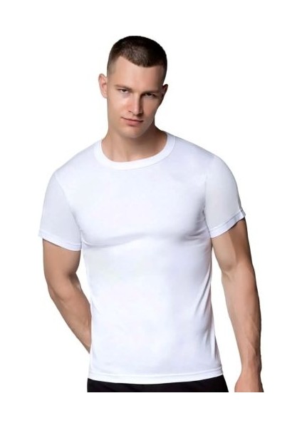 Erkek Penye Sıfır Yaka Kısa Kol Fanila 2'li Paket Beyaz Renk Beden 6 (3XL)