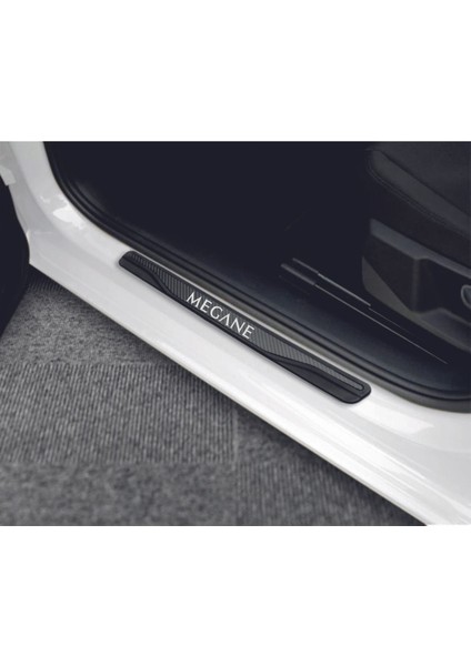 Renault Megane 2011-2016 Modeller New Karbon Kapı Eşiği 4 Parça Yazılı