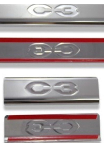 Citroen C-3 2002-2009 Krom Kapı Eşiği 4 Parça Paslanmaz Çelik