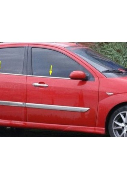 Ford Focus 1998-1999-2000-2001-2002-2003-2004 Krom Cam Çıtası 4 Parça Paslanmaz Çelik