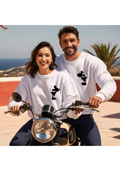 Mickey Mause Sevgililer Günü Bisiklet Yaka Kadın Slimfit Sweatshirt 7011K