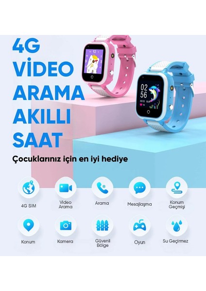 Akıllı Saat Çocuk Akıllı Saat 4g Görüntülü Görüşme Akıllı Çocuk Takip Saati Sim Kartlı Konum Takibi fiyatları