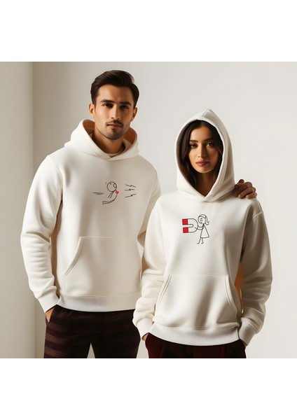 Çekim Gücü Sevgililer Günü Slimfit Kapüşönlu Erkek Sweatshirt 7006E
