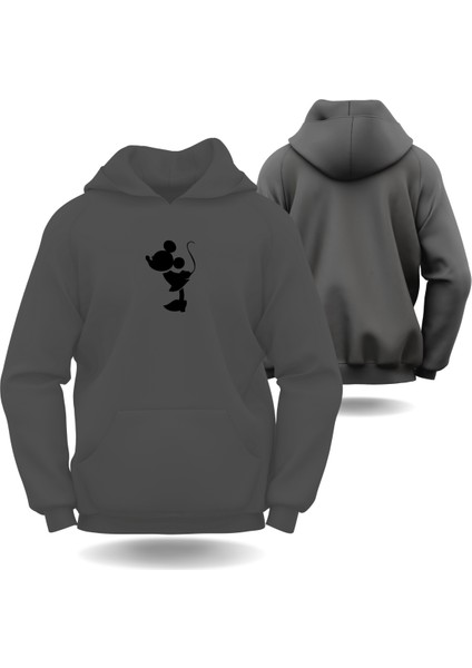 Mickey Mause Sevgililer Günü Slimfit Kapüşönlu Hoodie Kadın Sweatshirt 7011K