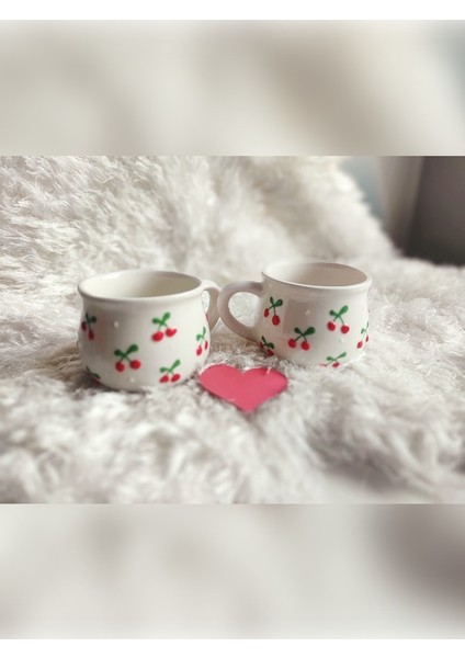 Kupa Bardak Kabartma Kiraz Desenli 2'li