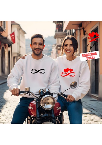 Sonsuz Sevgi Sevgililer Günü Bisiklet Yaka Kadın Slimfit Sweatshirt 7008K