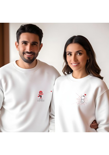 Örümcek Adam Ağ Sevgililer Günü Bisiklet Yaka Erkek Slimfit Sweatshirt 7010E fiyatları
