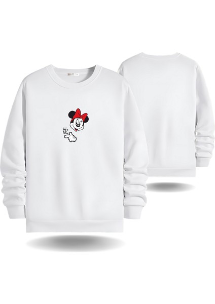 Mickey Mause Sevgililer Günü Bisiklet Yaka Kadın Slimfit Sweatshirt 7007K