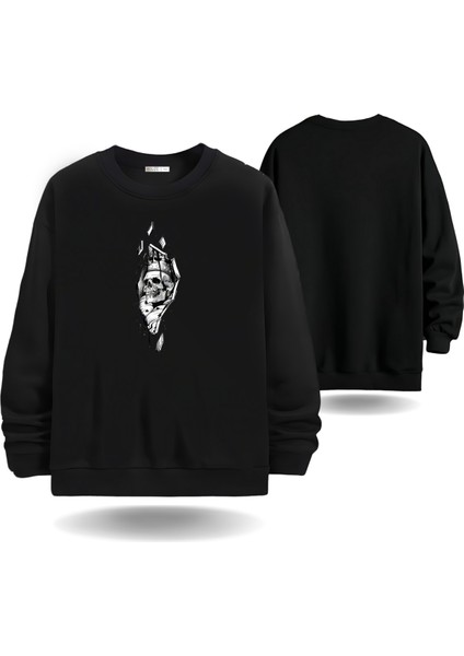 Iskelet Kral Sevgililer Günü Bisiklet Yaka Erkek Slimfit Sweatshirt 7014E