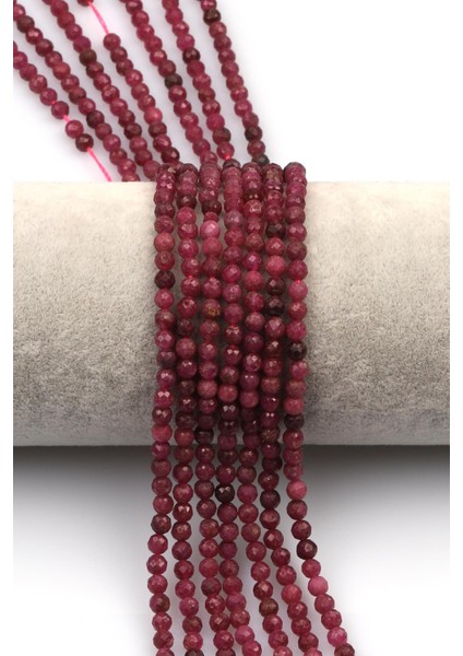 Yakut Doğal Taş Dizi 4 mm Fasetli Küre Kesim