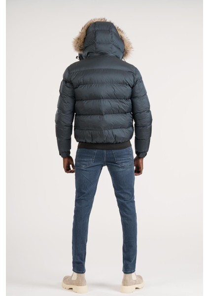 Slimfit Kürklü Kapşonlu (Kürk ve Kapşon Çıkmalı) Beli Lastikli Şişme Mont indirimleri