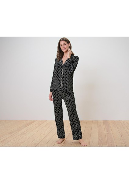 Organik Pamuklu Pijama Takımı, Tamamı Baskılı