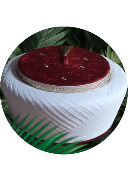 Kırmızı Fes, Klasik Sultan Sarık,imam Sarığı,takke,cübbe,kadife Sarık,cami Malzemelri , S012