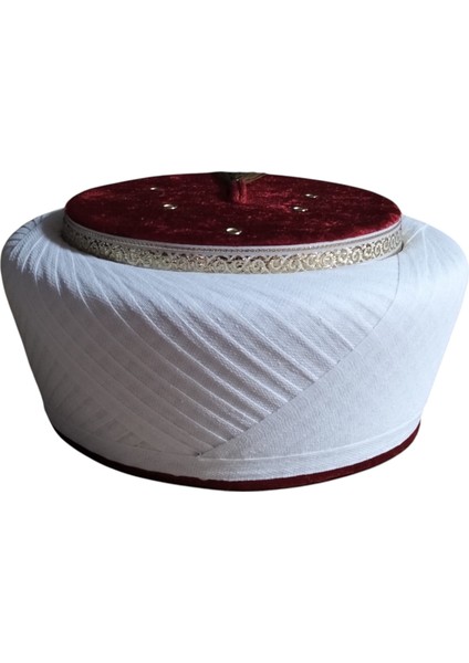 Kırmızı Fes, Klasik Sultan Sarık,imam Sarığı,takke,cübbe,kadife Sarık,cami Malzemelri , S012