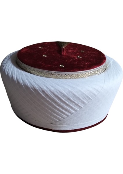 Kırmızı Fes, Klasik Sultan Sarık,imam Sarığı,takke,cübbe,kadife Sarık,cami Malzemelri , S012