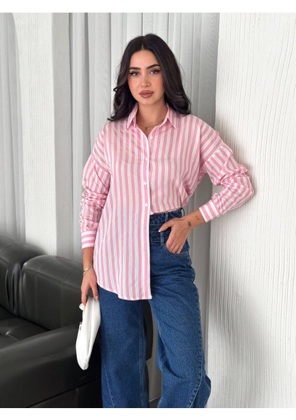 Çizgili Reglan Kollu Gömlek