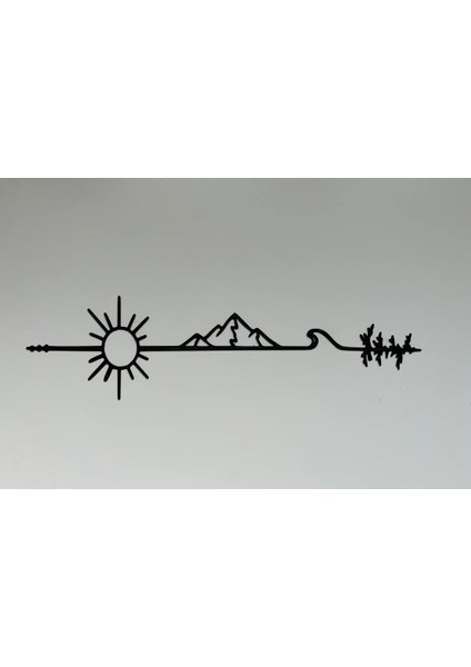 Dekoratif Güneş ve Dağ Manzaralı Duvar Figürü