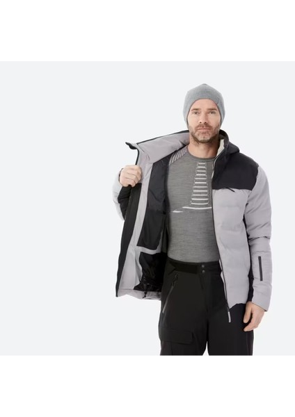 Erkek Şişme Kayak Montu - Gri/siyah - Warm 900