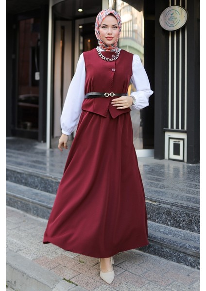 Asile Yelek Etek Ikili Takım 1341 - Bordo