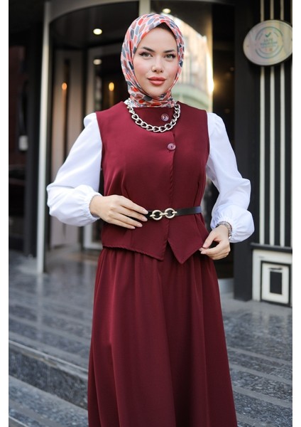 Asile Yelek Etek Ikili Takım 1341 - Bordo