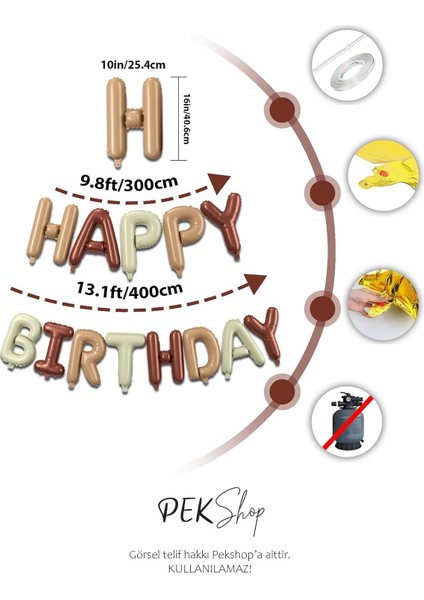 3 Renkli Krem Karamel Kahve Happy Birthday Retro Folyo Balon fiyatları
