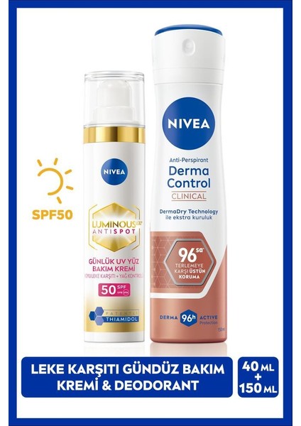 LUMINOUS630 Leke Karşıtı Gündüz Bakım Kremi 40ML, Kadın Sprey Deodorant Derma Control Clinical 150ML