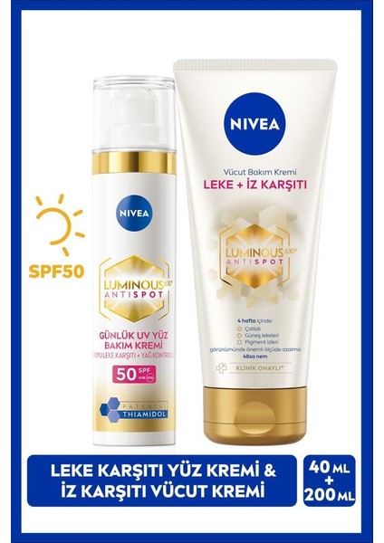 LUMINOUS630 Leke Karşıtı Gündüz Yüz Kremi 40ML, LUMINOUS630 Leke Iz Karşıtı Vücut Bakım Kremi 200ML