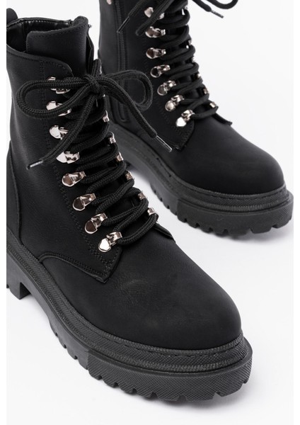 812-2121 Siyah Zümrüt Bağcıklı Fermuarlı Günlük Kadın Bot modelleri