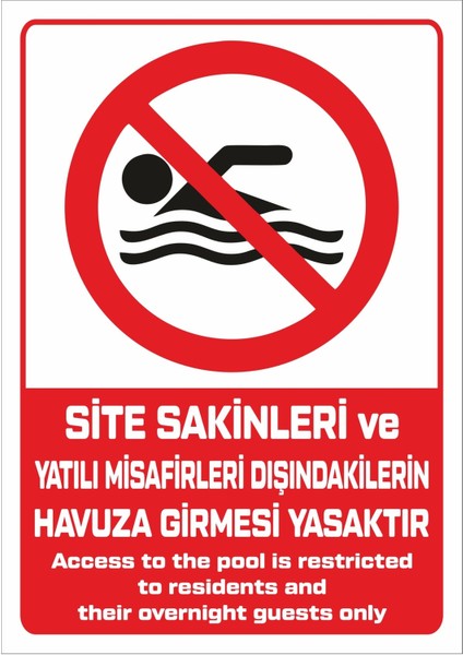 "access To The Pool Is Their Overnight Guests Only - 25X35 cm Dekota Uv Print Sign"