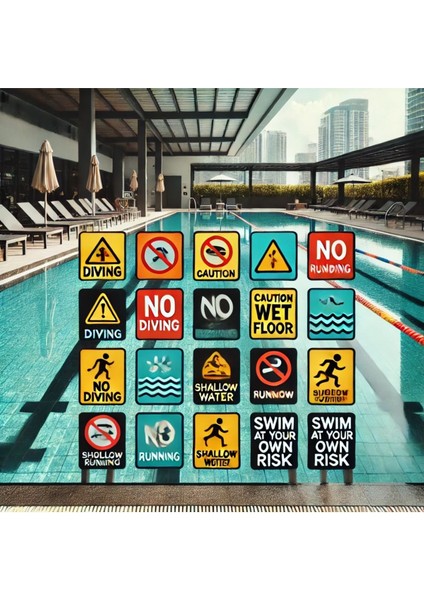"people Who Cannot Swim Are Not Allowed To Enter The Pool - 25X35 cm Dekota" fırsatları