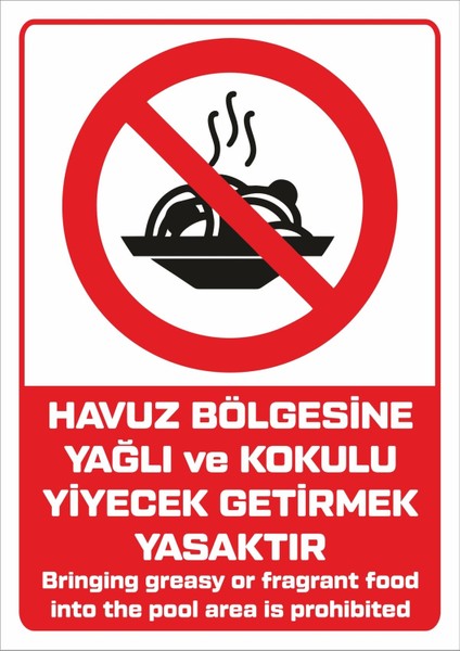 " Fragrant Food Into The Pool Area Is Prohibited - 25X35 cm Dekota Uv Print Sign"