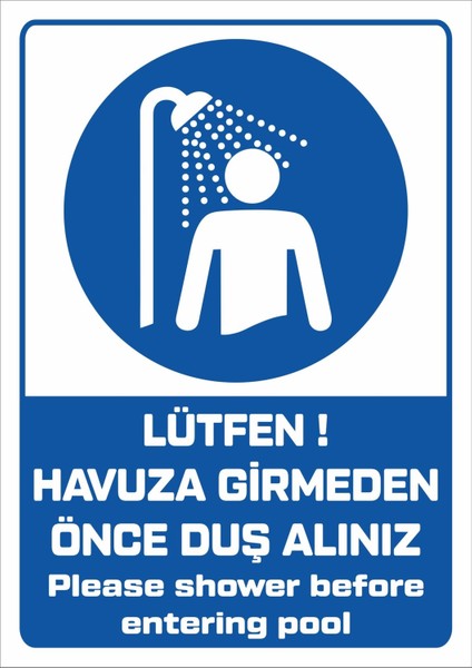 "please Shower Before Entering Pool - 25X35 cm Dekota Uv Print Sign"