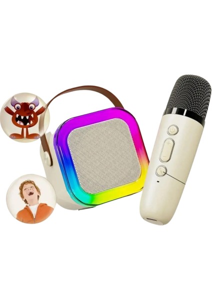 Karaoke Hoparlör 5W Tf Kart/usb/tws/ses Değiştirme Özellikli Mikrofonlu Rgb Işıklı Bluetooth Speaker